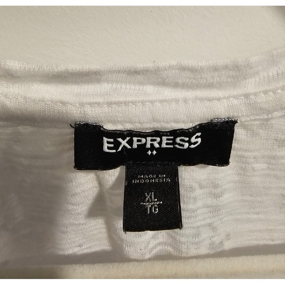 sz XL Express White Boxy‎ Short Sleeve Sheer Snakeskin Print Tee Summer Spring - Picture 2 of 13